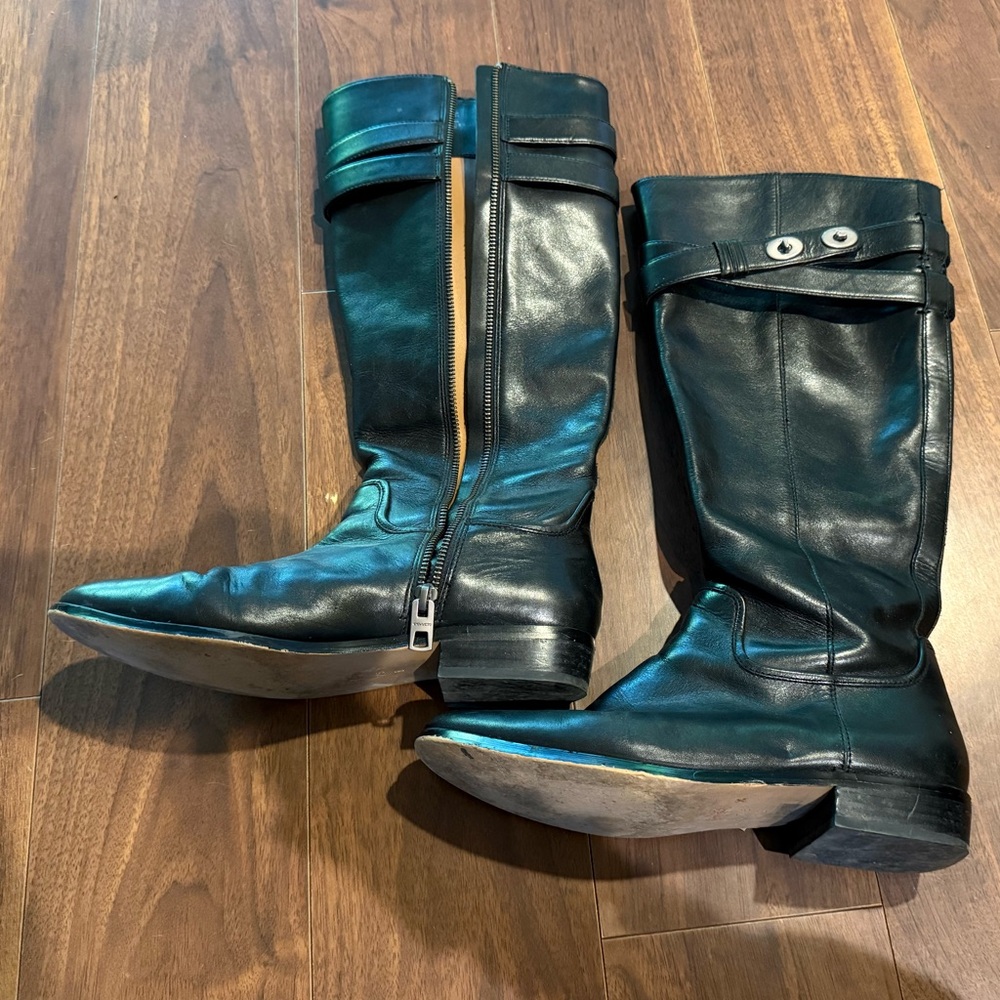 Coach Boots - Black Leather - Linette Riding Boots - Size 7.5
